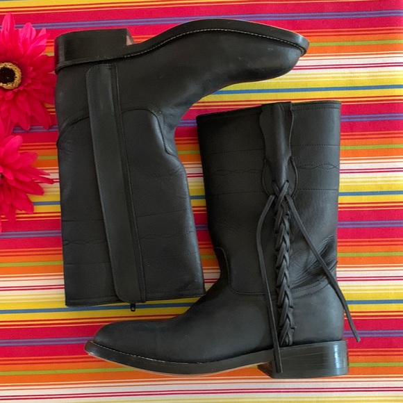 El Patron Leather Black Side Zip Boot Size 8B - Picture 1 of 9